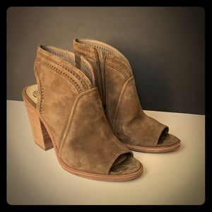 Vince Camuto Brown Suede Open Toe Booty